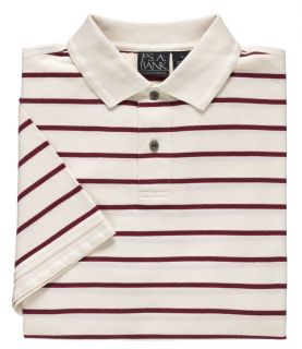 Traveler Striped Short Sleeve Polo  Off White/Red by JoS. A. Bank Mens Dress Sh