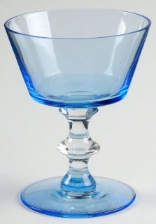 Unknown Crystal Unk6803 Champagne/Tall Sherbet   Light Blue Bowl&Foot,Clear Wafe