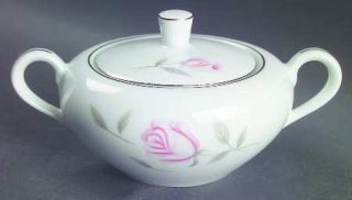 Gambles Import Argent Rose Sugar Bowl & Lid, Fine China Dinnerware   Pink Roses,