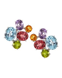 Multicolor Gem Cluster Stud Earrings