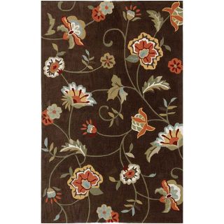 Hand tufted Brown Floral Area Rug (5 X 76)