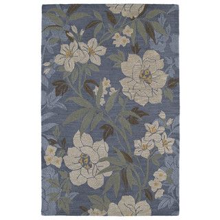 Hand tufted Lawrence Blue Floral Wool Rug (8 X 11)