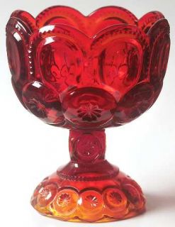 Smith Glass  Moon & Stars Amberina Compote, Small with Lid, No Lid   Orange To A