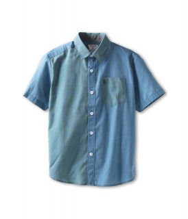 Volcom Kids Why Factor End on End S/S Button Down Boys Short Sleeve Button Up (Blue)