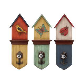 Assorted Wall Hooks (set Of 3) (AssortedMaterials Metal, woodQuantity Three (3)Setting IndoorDimensions 22 inches high x 8 inches wide x 3 inches deep )