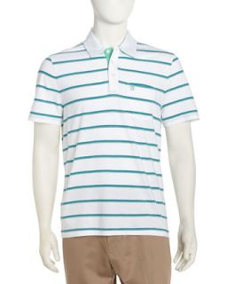 Striped Polo Shirt, White/Multi