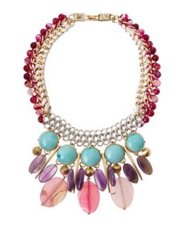 Woven Tiered Crystal Bib Necklace