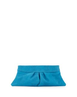 Eve Pebbled Lizard Leather Clutch, Turquoise