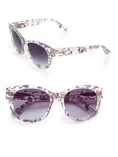 Heidi London Oversized Round Floral Sunglasses   Clear Purple