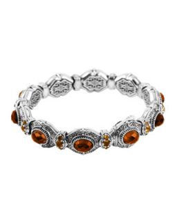 Sterling Silver Faceted Cognac & Citrine Bangle