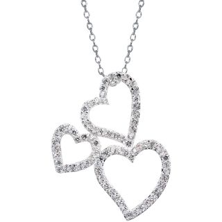 Bridge Jewelry Cubic Zirconia Triple Heart Pendant Pure Silver Plated