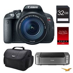 Canon EOS T5i DSLR Camera 18 135mm Lens, 32GB, Printer Bundle