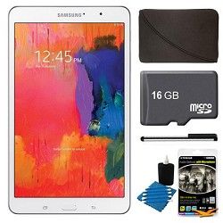 Samsung Galaxy Tab Pro 8.4 White 16GB Tablet, 16GB Card, Headphones, and Case B