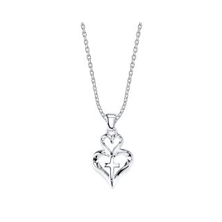 Bridge Jewelry Footnotes Sterling Silver Double Heart Cross Pendant