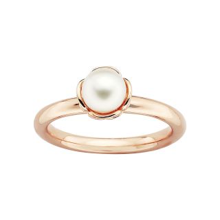 ONLINE ONLY  Rose Rhodium Plated Sterling Silver Cultured Freshwater Pearl Ring,
