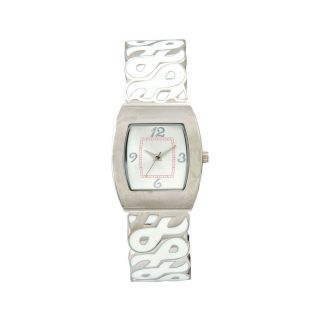 Womens Breast Cancer Pink Ribbon Bangle Watch, White