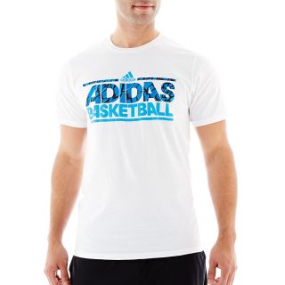 Adidas Basketball Tee, White, Mens