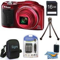 Nikon COOLPIX L620 18MP 3.0 inch LCD Red Digital Camera Kit