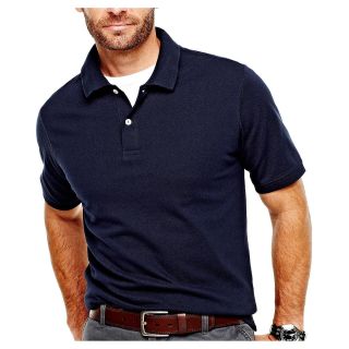 St. Johns Bay Essential Piqué Polo Shirt, Navy, Mens