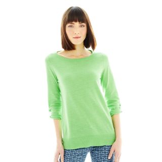 JOE FRESH Joe Fresh Roll Sleeve Sweater, Green, Womens