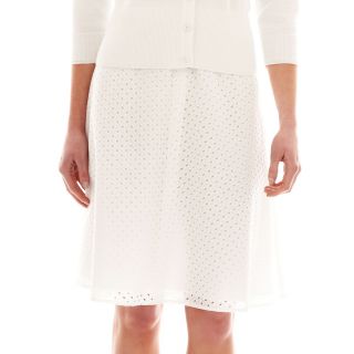 LIZ CLAIBORNE Eyelet Circle Skirt   Tall, White