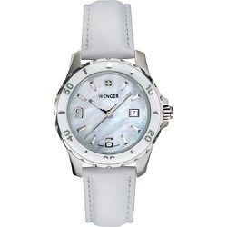 Wenger Ladies Sport Watch   White Mother of Pearl Dial/White Leather Strap