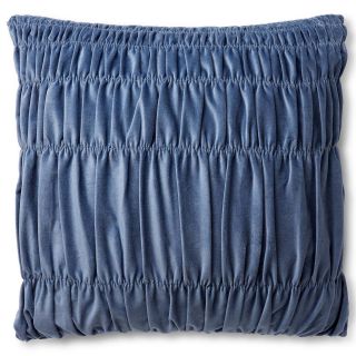 CONRAN Design by Cotton Velvet with Shirring Square Decorative Pillow, Blue
