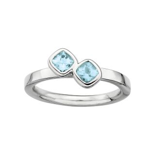 ONLINE ONLY   Sterling Silver Genuine Aquamarine Ring, White, Womens