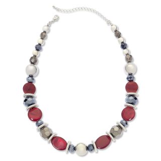 Red Shell & Glass Discs Necklace