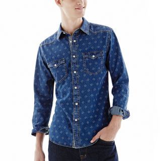 ARIZONA Long Sleeve Denim Shirt, Freedom Print Denm, Mens