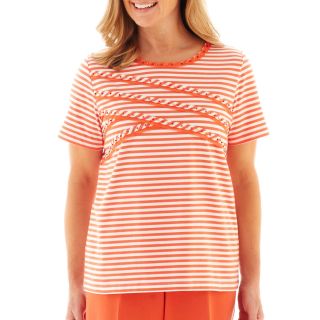 Alfred Dunner Tuscan Sunset Spliced Striped Knit Top, Tngrine, Womens