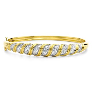 1/10 CT. T.W. Diamond Bangle Bracelet, Yellow/Gold, Womens
