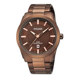 Pulsar Mens Brown Ion Plated Bracelet Watch