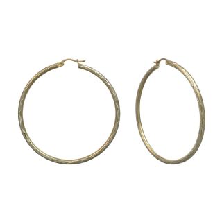 14K Gold Plated Two Tone X Hoop Earrings, Womens