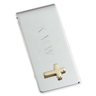 Personalized Money Clip with Cross, Silver, Mens