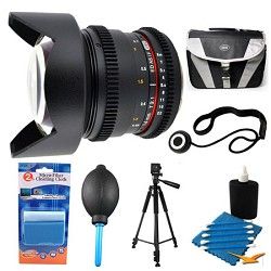 Rokinon 14mm T3.1 Aspherical Wide Angle Cine Lens and Case Bundle for Canon EF M