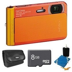 Sony DSC TX30/B Orange Digital Camera 8GB Bundle