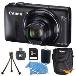 Canon PowerShot SX600 HS 16.1MP 18x Zoom 3 inch LCD Black Kit