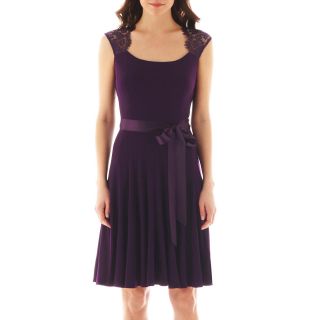 Lace Shoulder Dress, Eggplant (Purple)