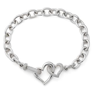 1/10 CT. T.W. Diamond Heart Link Bracelet, Womens