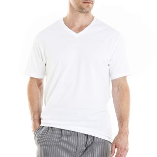 Stafford 4 pk. Cotton Slim V Neck T Shirts, White, Mens