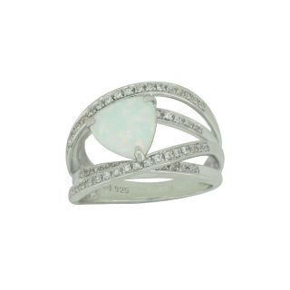 Synthetic Opal & Lab Created White Sapphire Crisscross Ring, Womens