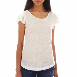 Mng By Mango Flutter Sleeve Tee, White, Womens