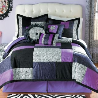 Seventeen Leopard Love Mini Comforter set, Purple, Girls