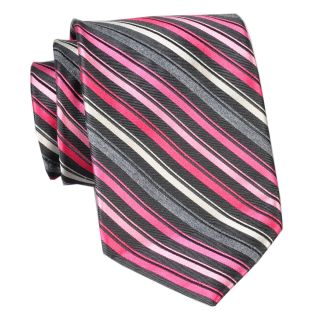 Stafford Flannel Stripe Silk Tie, Pink, Mens