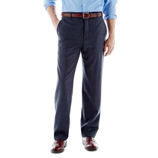 Stafford Travel Flat Front Trousers, Navy Shark, Mens