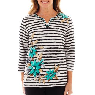 Alfred Dunner Beekman Place Striped Floral Knit Top