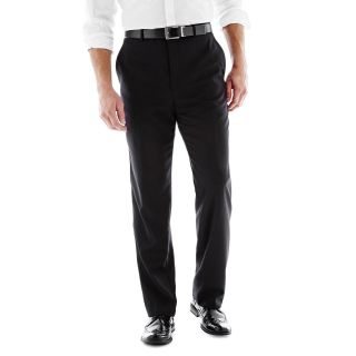Stafford Super 100 Wool Flat Front Suit Pants, Black, Mens