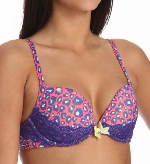 Pretty Polly Lingerie PP114 Take the Plunge Leopard Lace Plunge Push Up Bra