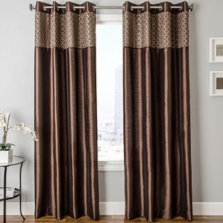 Guild Faux Silk Grommet Top Curtain Panel, Chocolate (Brown)